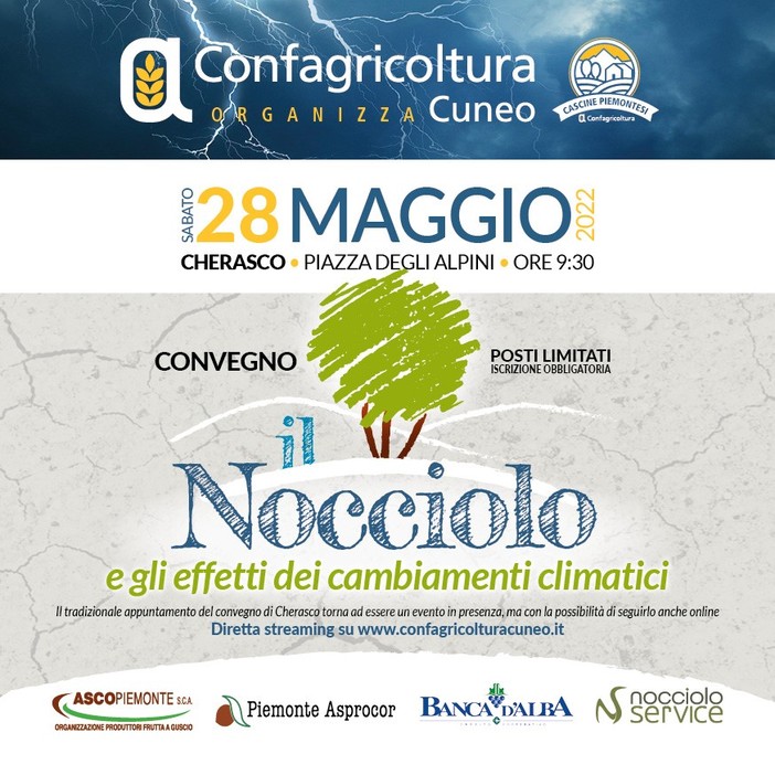 “Il nocciolo e gli effetti dei cambiamenti climatici” torna a Cherasco il convegno di Confagricoltura Cuneo e Cascine Piemontesi